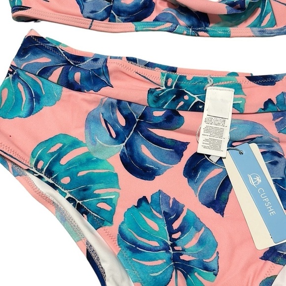 Cupshe Tropical Ruffle Halter High-Waisted Bikini Size XL NWT - Picture 5 of 11